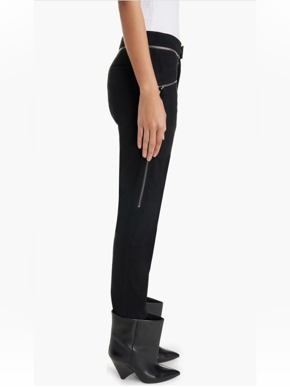 NWT Isabel Marant Izis Zip Detail Straight Leg Jeans, black, Size XS/2 US/34 FR